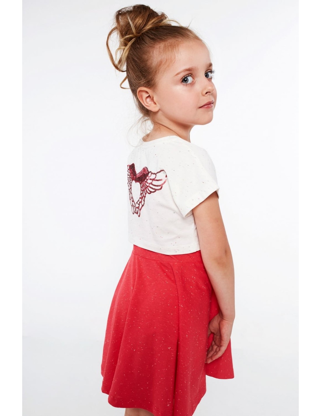 Cream and coral girls\' set with a dress NDZ8621 - Online store - Boutique